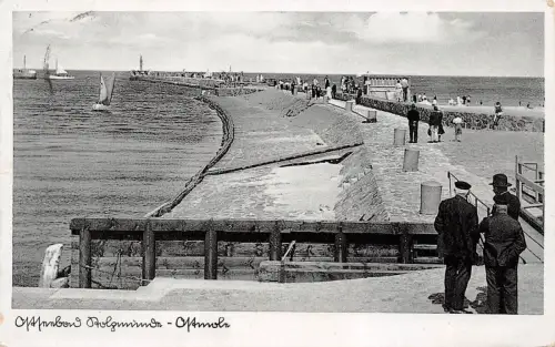 Ostseebad Stolpmünde Ostmole Postkarte AK 1937