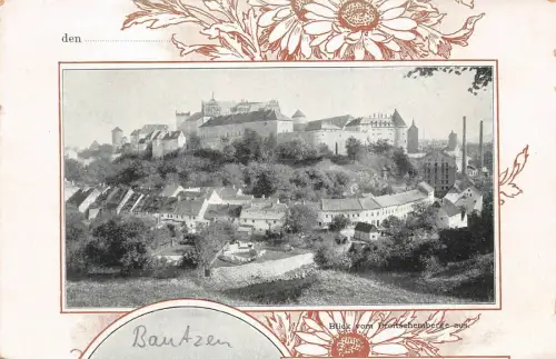 Blick auf die Ortenburg in Bautzen Sachsen Postkarte AK