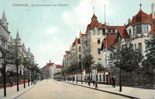 Chemnitz Agricolastrasse von Westen AK 1910