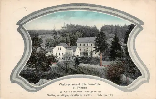 Waldrestaurant Pfaffenmühle bei Plauen Vogtland Postkarte 1910