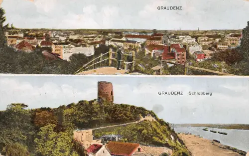 Graudenz Panorama Schloßberg Feldpostkarte 1916
