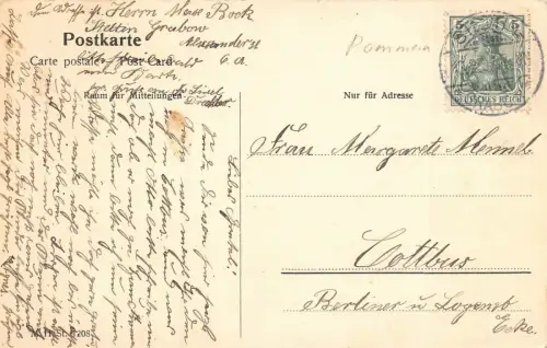 Ansicht Stettin Rathaus mit Manzelbrunnen Postkarte