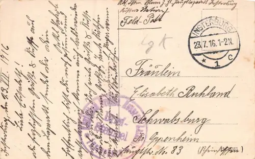 Insterburg Garnisonlazarett Feldpostkarte AK 1916