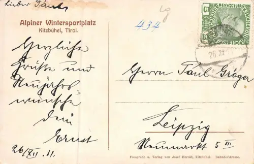 Kitzbühel Tirol mit dem wilden Kaiser Alpiner Wintersportplatz Postkarte AK