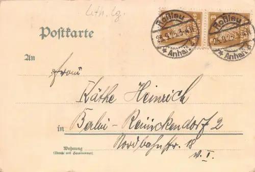 Gruss aus Rosslau a./E. Kirche Mittelschule Kaiserl. P. Jahnstein Litho AK 1925