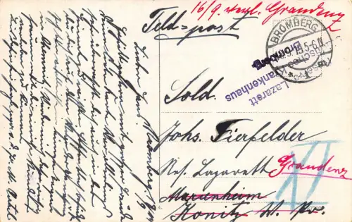 Bromberg / Bydgoszcz Brahepartie Frauen im Boot Feldpostkarte 1915