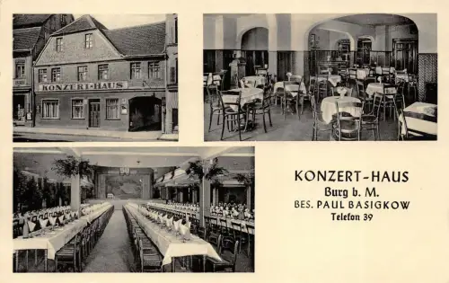 Konzert-Haus Burg b. M. Bes. Paul Basigkow Postkarte