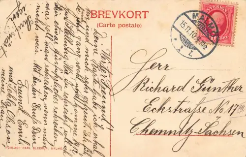 Malmö St Johannes kyrka Postkarte 1910