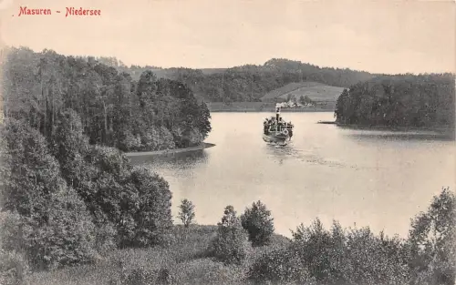 Masuren Niedersee Dampfer Postkarte AK