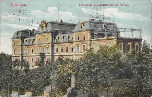 Chemnitz Sachsen Sanatorium Zimmermann Stiftung AK 1911