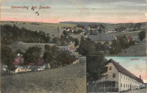 Gasthof und Sommerfrische Hennersdorf bei Dresden Sachsen Postkarte AK 1914