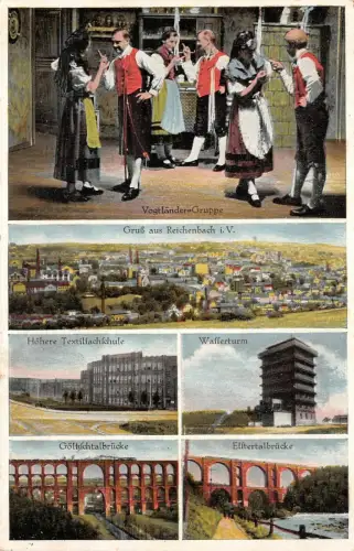 Gruß aus Reichenbach i. V. Vogtländer-Gruppe Elstertalbrücke Postkarte AK 1934