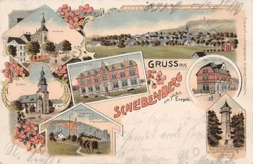 AK Scheibenberg Erzgeb. Litho 1901