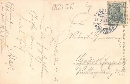 Partie am Schwanenteich mit Schwanenschloss in Zwickau Sachsen Postkarte AK 1913