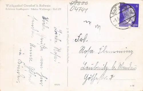 Waldgasthof Gersdorf bei Rosswein Sachsen Postkarte AK 1942