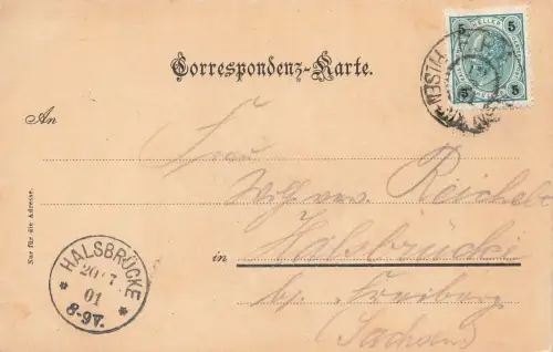 Sauerbrunn Franz Josef-Quelle und Borschen Bilin Postkarte AK 1901