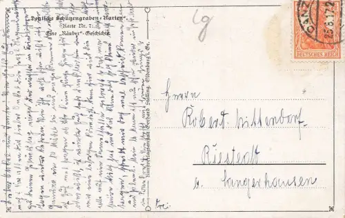 Schützengraben Karten Eine Räuber Geschichte Patriotika Postkarte AK 1917