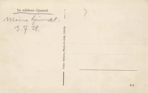 Talsperre Goldentraum mit Überlaufwehr und Bahnstation Queisetal Schlesien AK