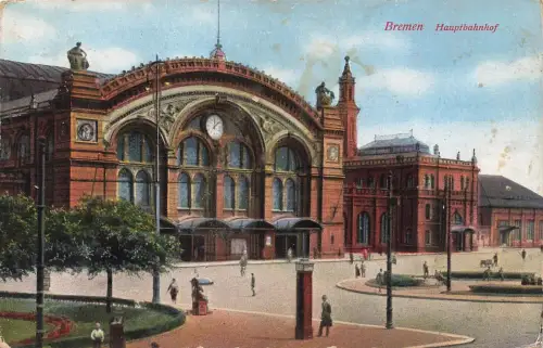 Bremen Hauptbahnhof Postkarte AK