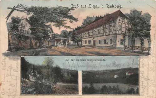 Gruss aus Liegau b. Radeberg An der Liegauer Kurpromenade AK 1909