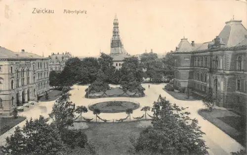 Zwickau Albertplatz Postkarte AK 1909