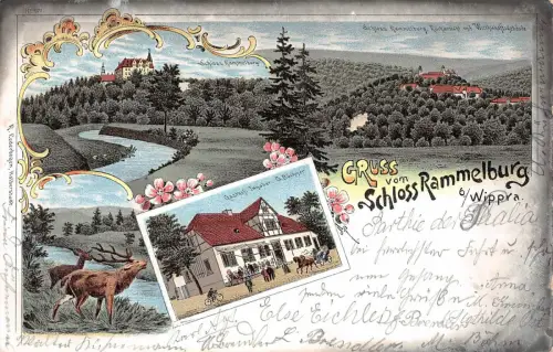 Schloß Rammelburg bei Wippra Gasthof Litho Postkarte
