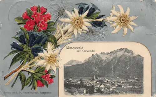 Mittenwald mit Karwendel Postkarte AK