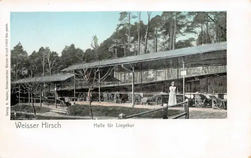 Kurhauspark Weisser Hirsch mit Halle für Liegekur Dresden Sachsen Postkarte AK