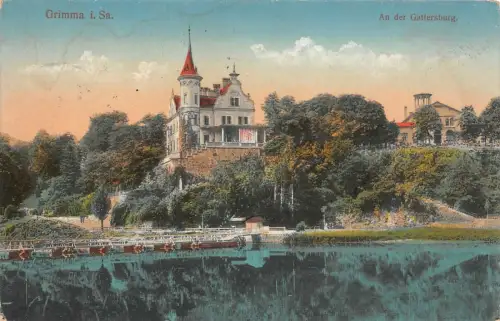 An der Gattersburg in Grimma Sachsen Postkarte AK 1917