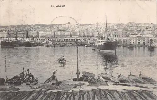 Alger Algier Algerien Ansicht Schiff Postkarte AK 1906