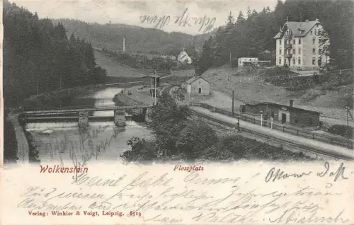Wolkenstein Flossplatz Erzgebirge Postkarte AK 1906
