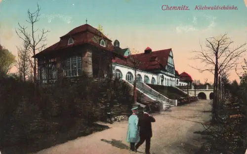 Ansicht Küchwaldschänke in Chemnitz Sachsen Postkarte AK