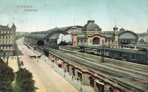 Ansicht Hauptbahnhof in Dresden Sachsen Postkarte AK 1919