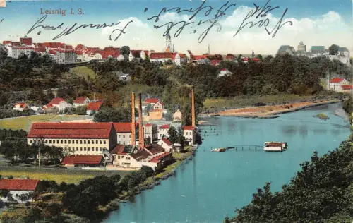 Stadtansicht Leisnig Sachsen Postkarte AK 1915