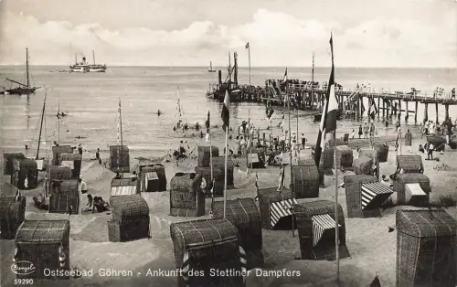 Ankunft des Stettiner Dampfers Göhren Mecklenburg-Vorpommern Postkarte AK 1926