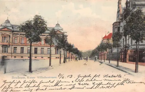 Straßenansicht Kaiser Wilhelmstraße in Bochum Nordrhein-Westfalen AK 1903
