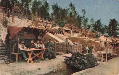 Soldaten im Truppenlager am Hexenkessel Postkarte AK