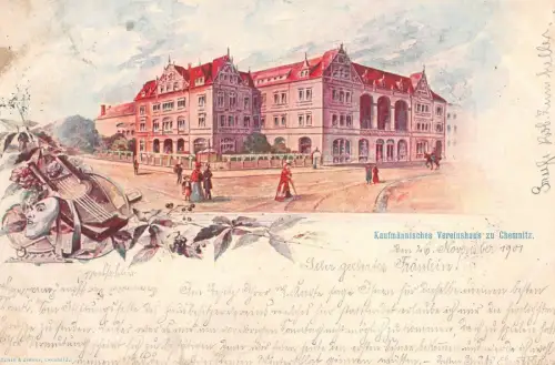 Kaufmännisches Vereinshaus zu Chemnitz Postkarte AK 1901