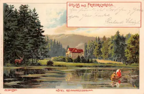 Gruss aus Friedrichroda Hotel Reinhardsbrunn Postkarte AK 1902