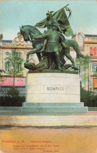 Blick auf Bismarck Denkmal Frankfurt am Mein Hessen Postkarte AK