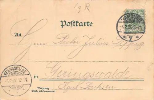 Gruss aus Hamburg Tracht Frau Boote Postkarte 1900
