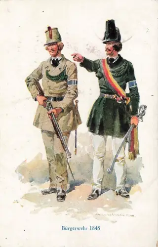 Portrait Jäger Bürgerwehr 1848 Postkarte AK 1924