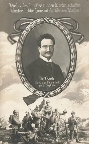 Portrait Dr. Frank Spruchkarte Soldaten Postkarte AK 1916