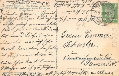 Rathaus in Meerane Sachsen Postkarte AK 1926