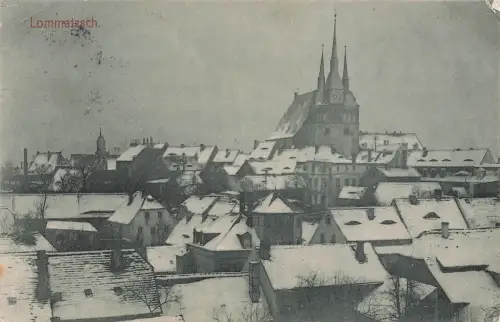 Blick auf Lommatzsch im Winter Sachsen Postkarte AK 1915