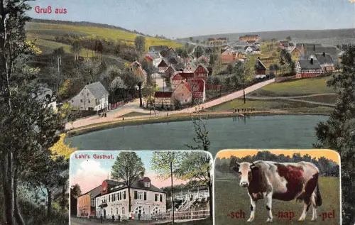 Sankt Egidien Sachsen Restaurant Gasthaus Kuhschnappel Postkarte 1914