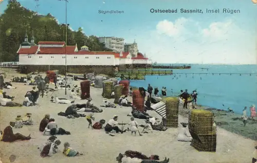 Strandleben Ostseebad Sassnitz Rügen Mecklenburg-Vorpommern Postkarte AK 1913