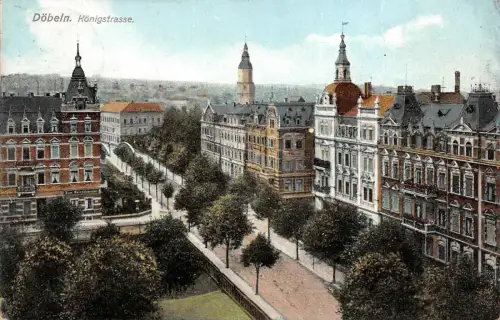 Königsstraße in Döbeln Sachsen Postkarte AK 1909