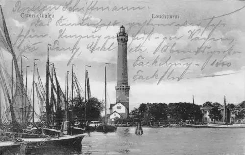 Osternothafen Leuchtturm AK 1919 Swinemünde