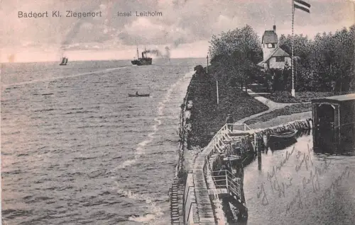 Badeort Kl. Ziegenort Insel Leitholm Pommern Postkarte AK